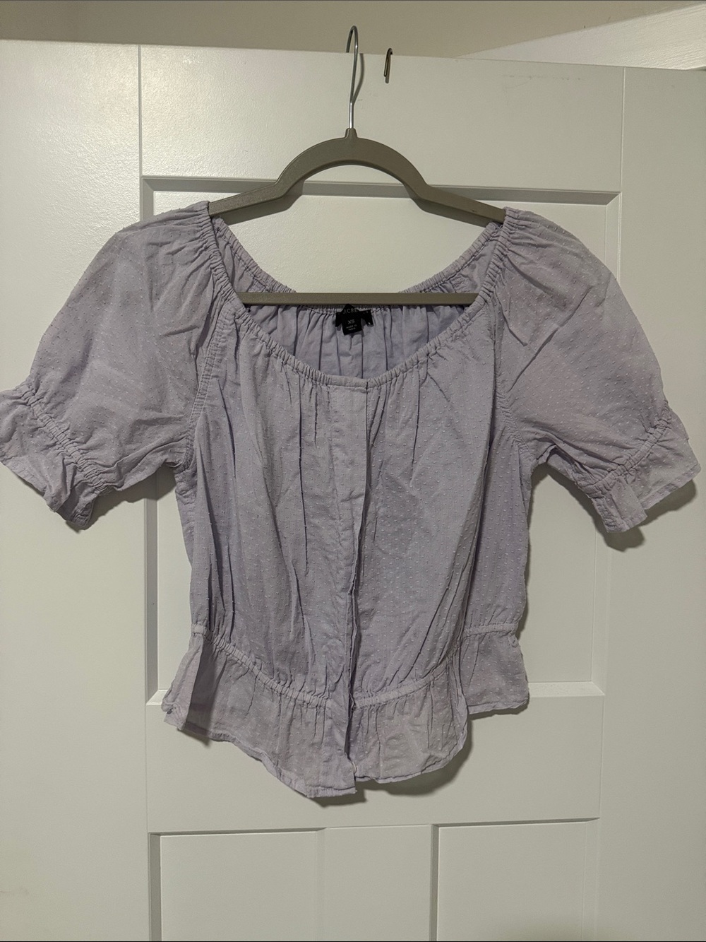 J. Crew Light Lavender Peplum Puff-Sleeve Blouse